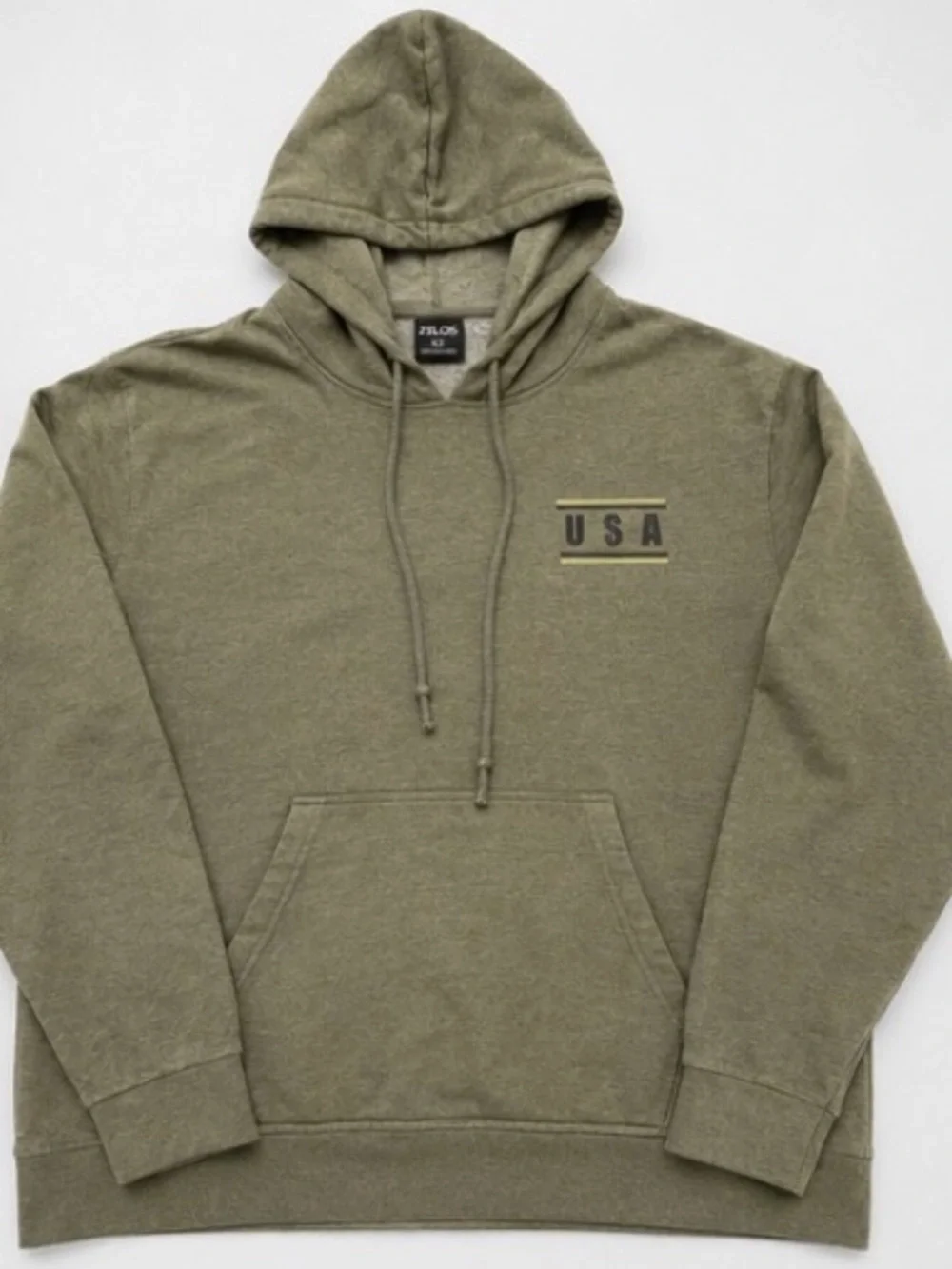 ZELOS USA American Flag hoodie in olive/army green